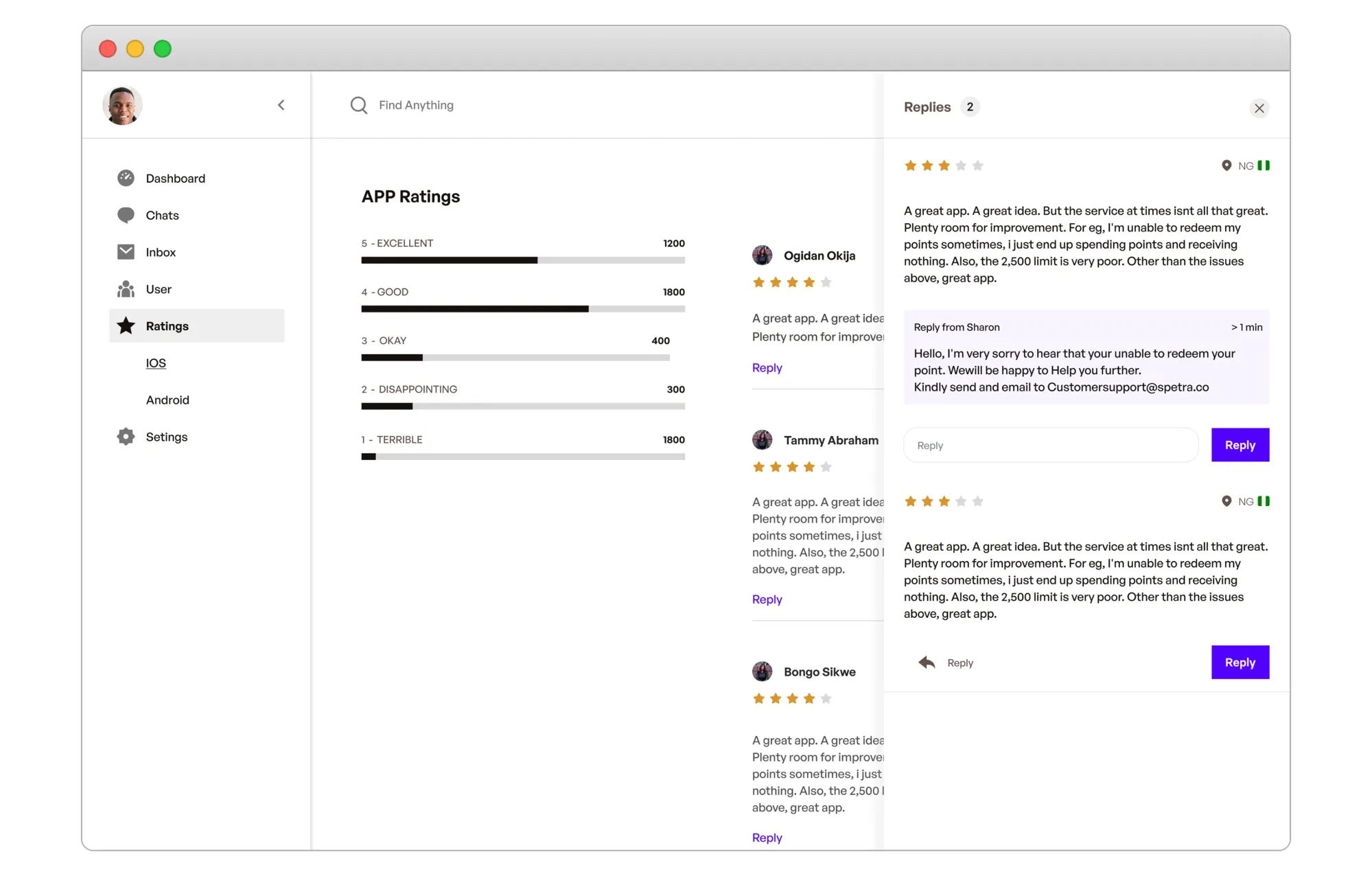App Review: IOS and Android review, reply app store comment.
