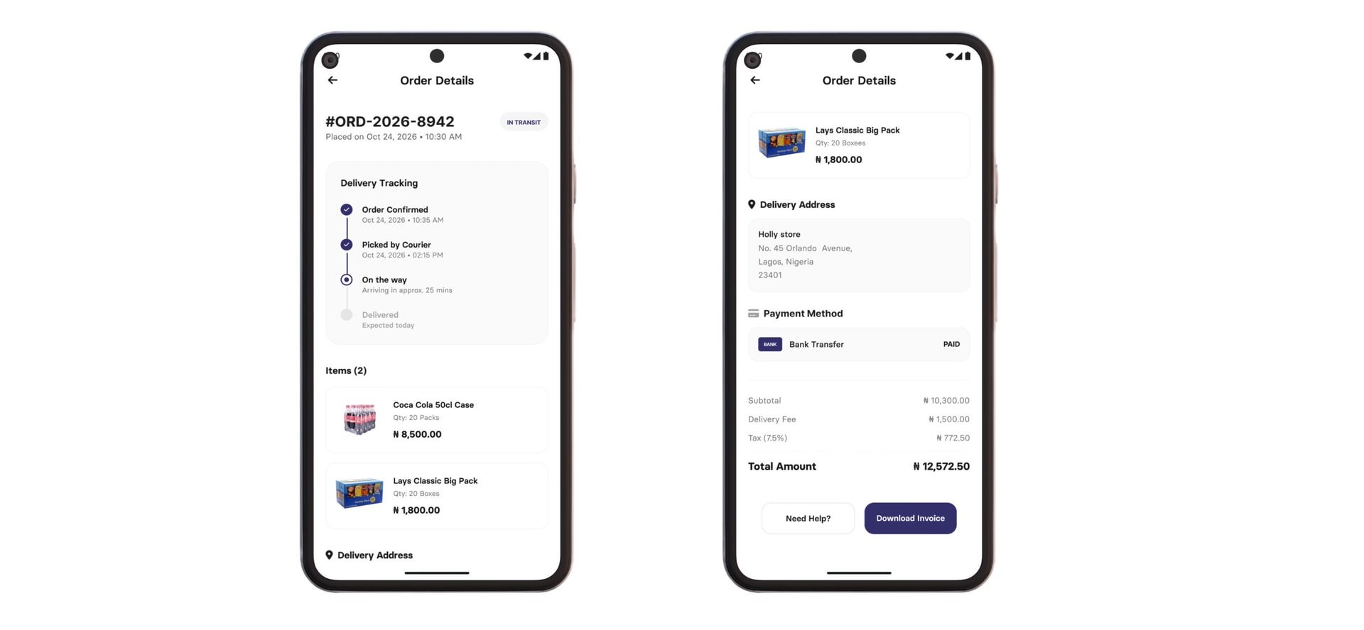 ODA Merchant order details and category management screens