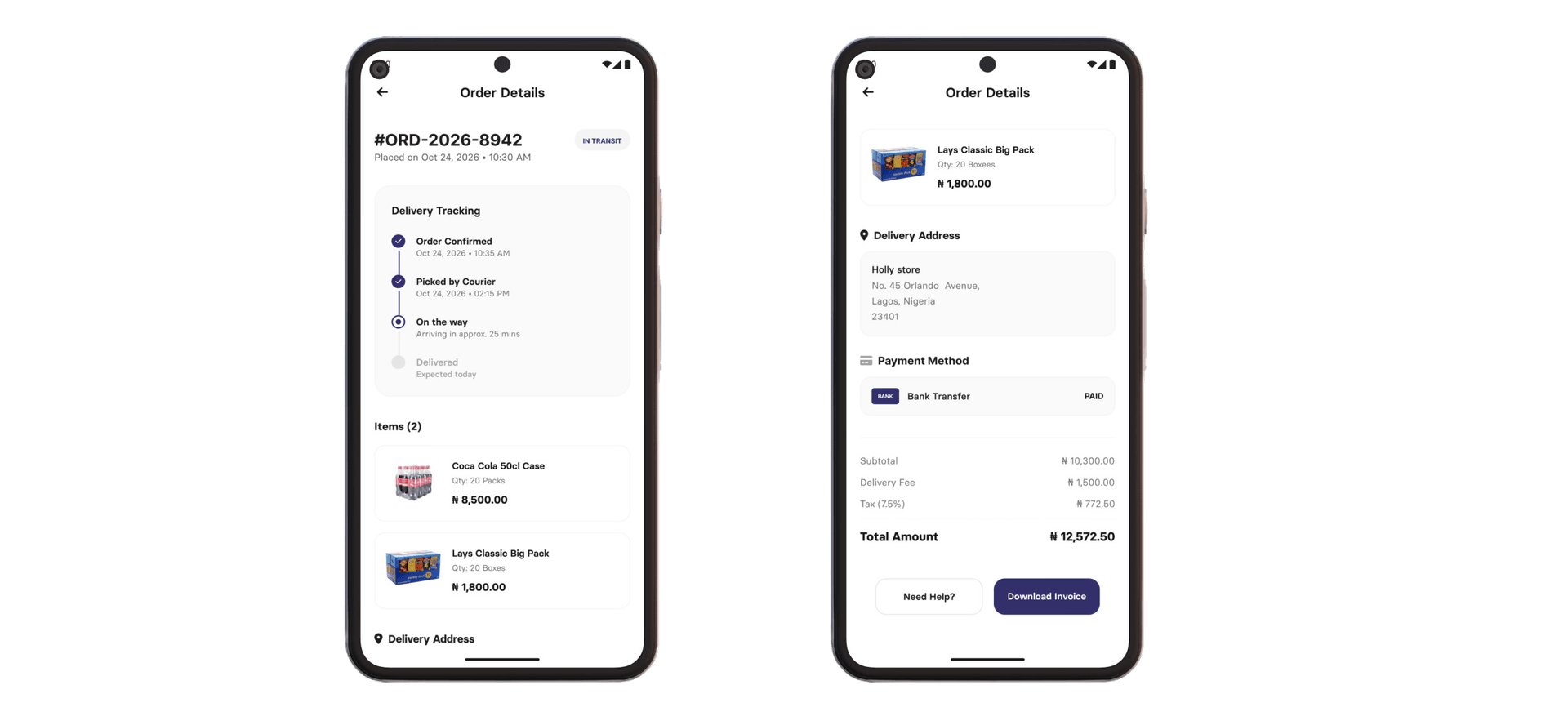 ODA Merchant order details and category management screens